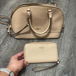 Coach Tan Leather Women's Bag and Wallet Set